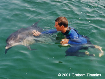 Dony with swimmer, Blasket Island June 2001